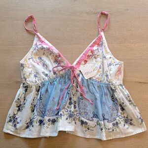 NWT Free People Double Date Tank Ivory Vintage